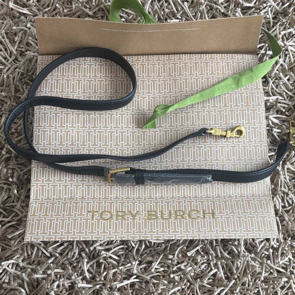 Tory Burch Black Leather Strap with Gold Hardware
